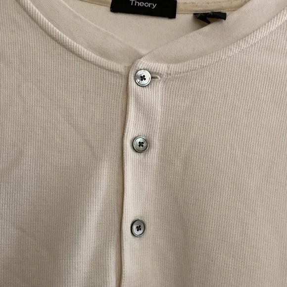 Theory sz XL long sleeve tshirt with three front buttons like NEW ivory white - Picture 3 of 9